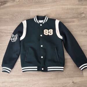 H&M Green and White Varsity Jacket